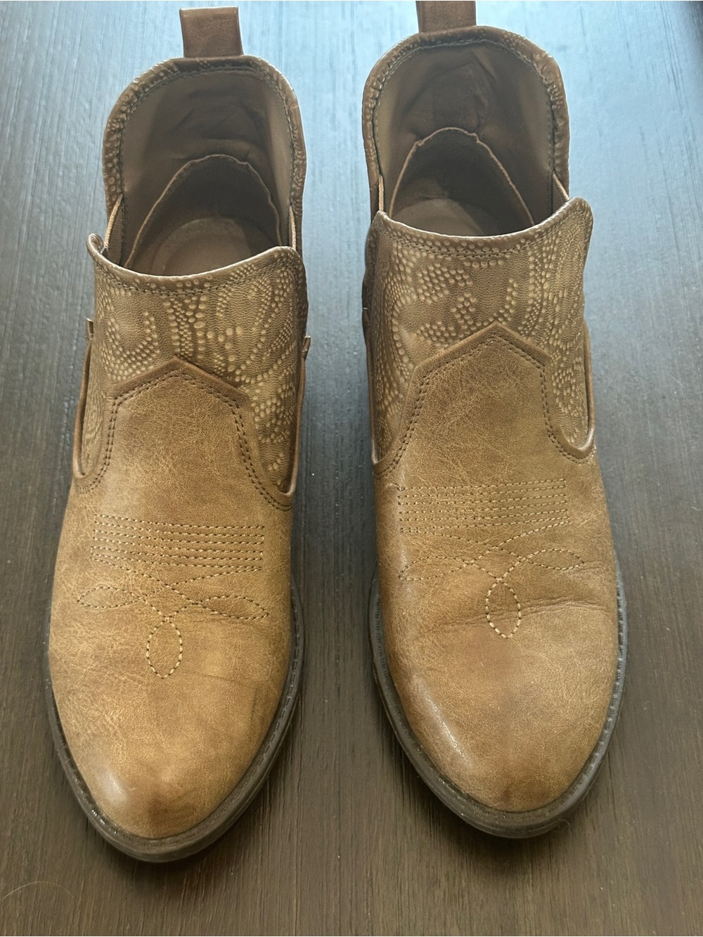Women’s Brown Slip-On Western Chelsea Boots